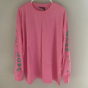 Love More Neon Pink and Green Soft Lightweight Long Sleeve Crewneck Tee Shirt